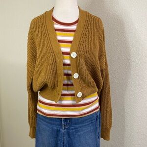 MADEWELL Brown Knit Cotton Boxy button sweater Small